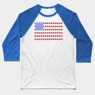 Patriotic Paw Print US Flag Baseball T-Shirt